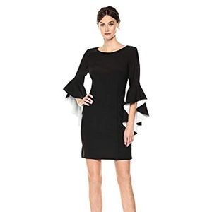 Nicole Miller Black Ruffle Bell Sleeve Shift Dress